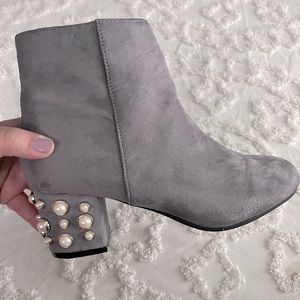 Gray Suede Ankle Booties